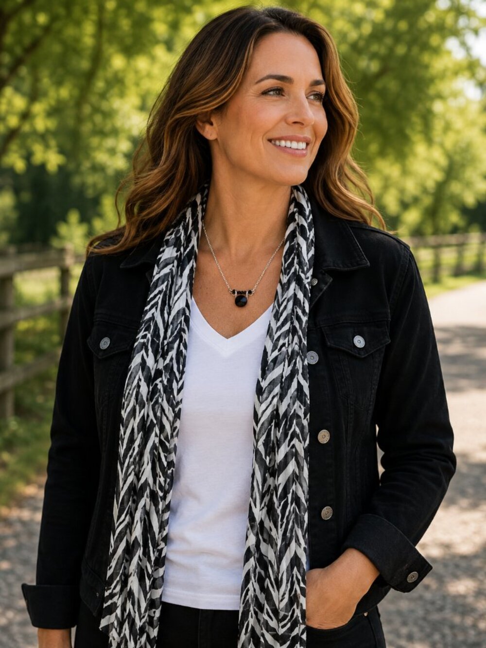 Black White Polka Dot Flutter Scarf Lightweight Women Accessory Mult…